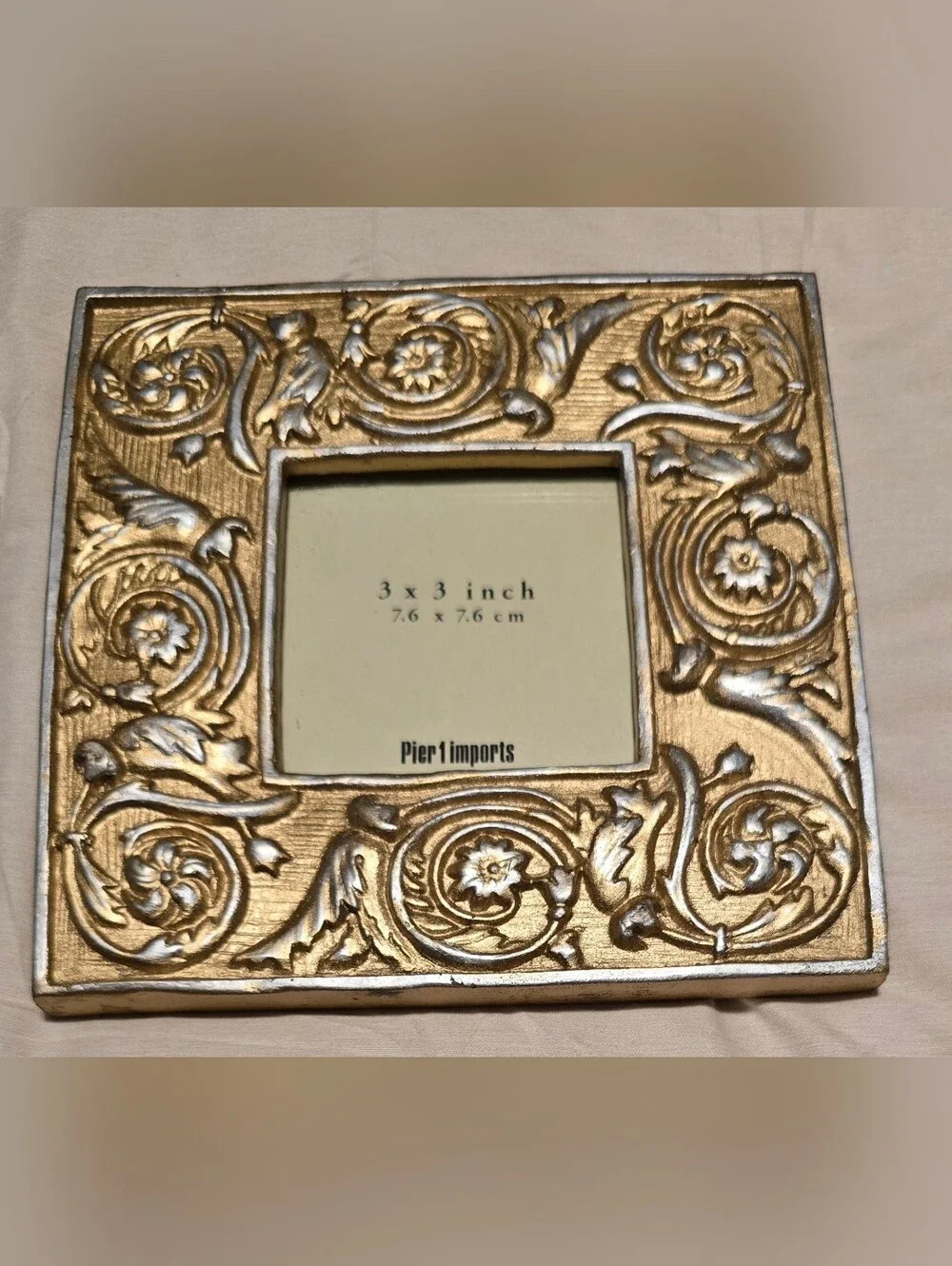 PIER 1 Ornate VNT-Style Photo Frames Set of 3 Gold/Silver 3×3 Gallery Wall GVC